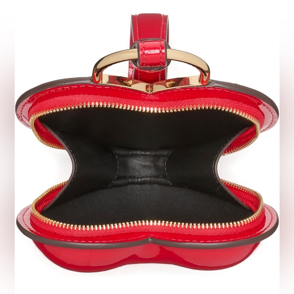 Kate Spade ♠️ new york Key to My Heart Patent Leather Wristlet, Cherry Rouge - Picture 4 of 6